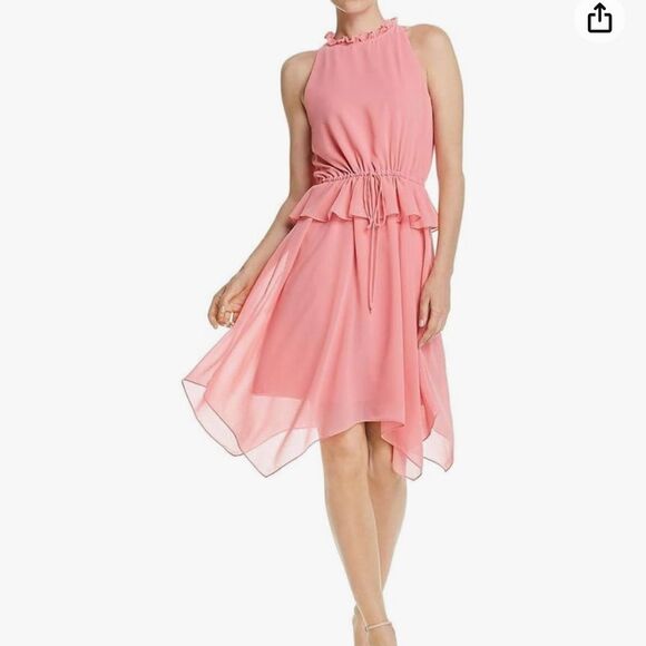 Sam Edelman Tiered handkerchief tie string dress in watermelon punch size 14 NWT - Picture 1 of 15